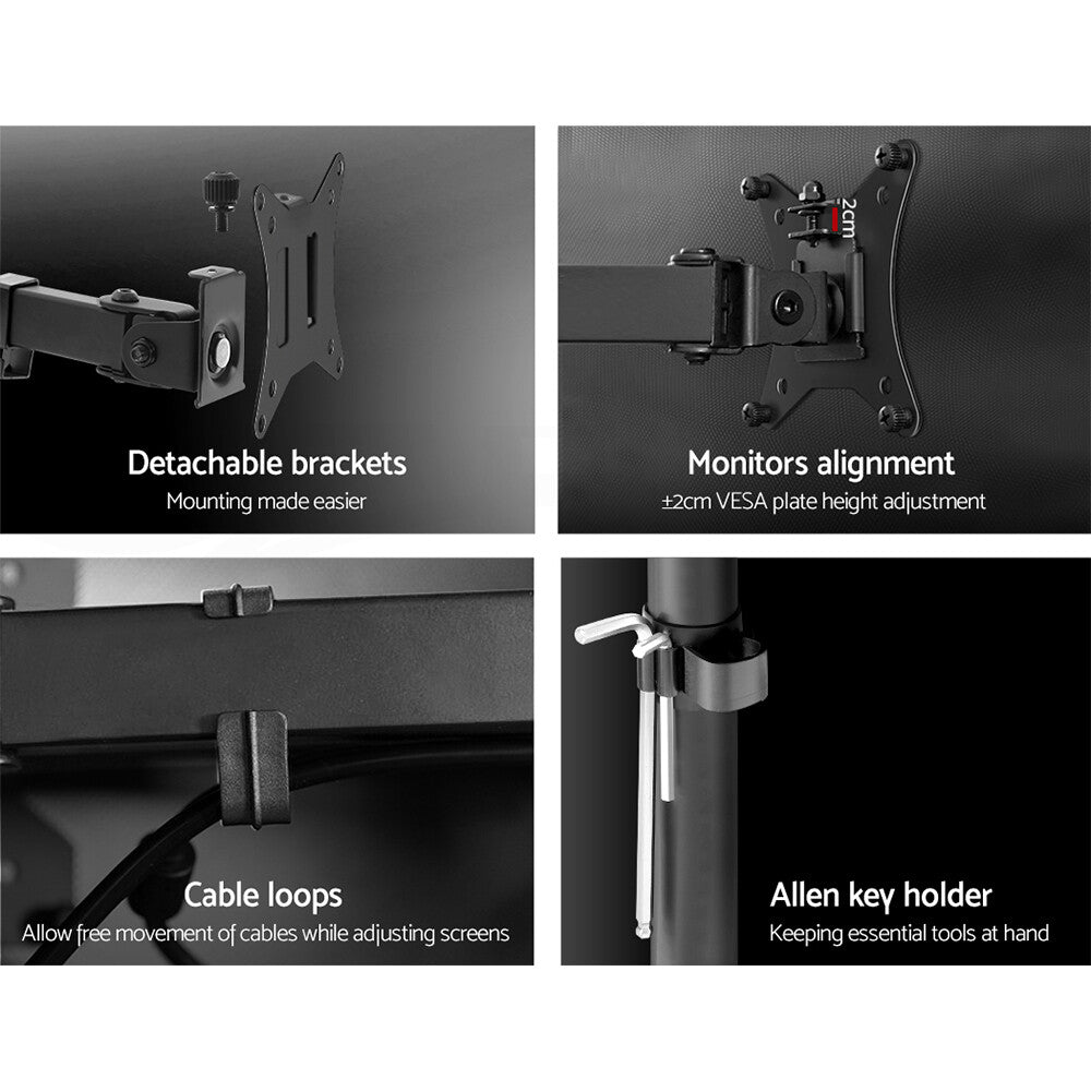 32'' Dual Monitor Desk Mount Arm Bracket Black