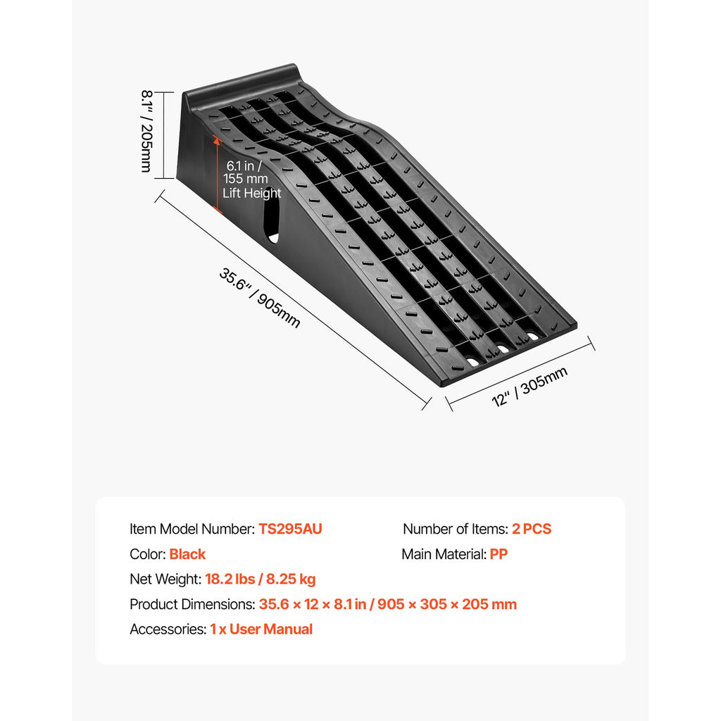 Uimoso Car Service Ramps, 2-Pack, 5897 kg Capacity, 155 mm Height Lift