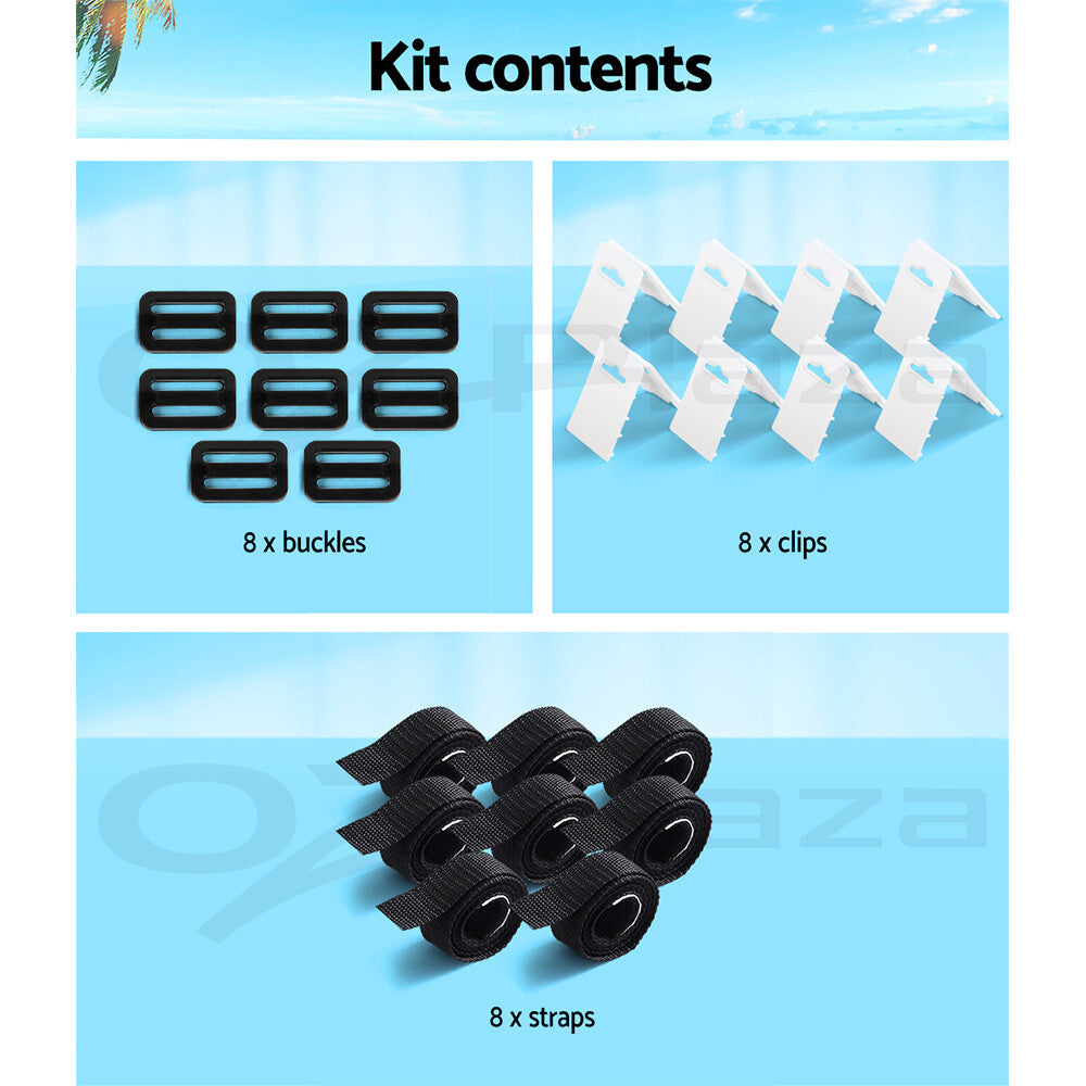 8PCS Pool Cover Roller Attachment Straps Kit Solar Swimming