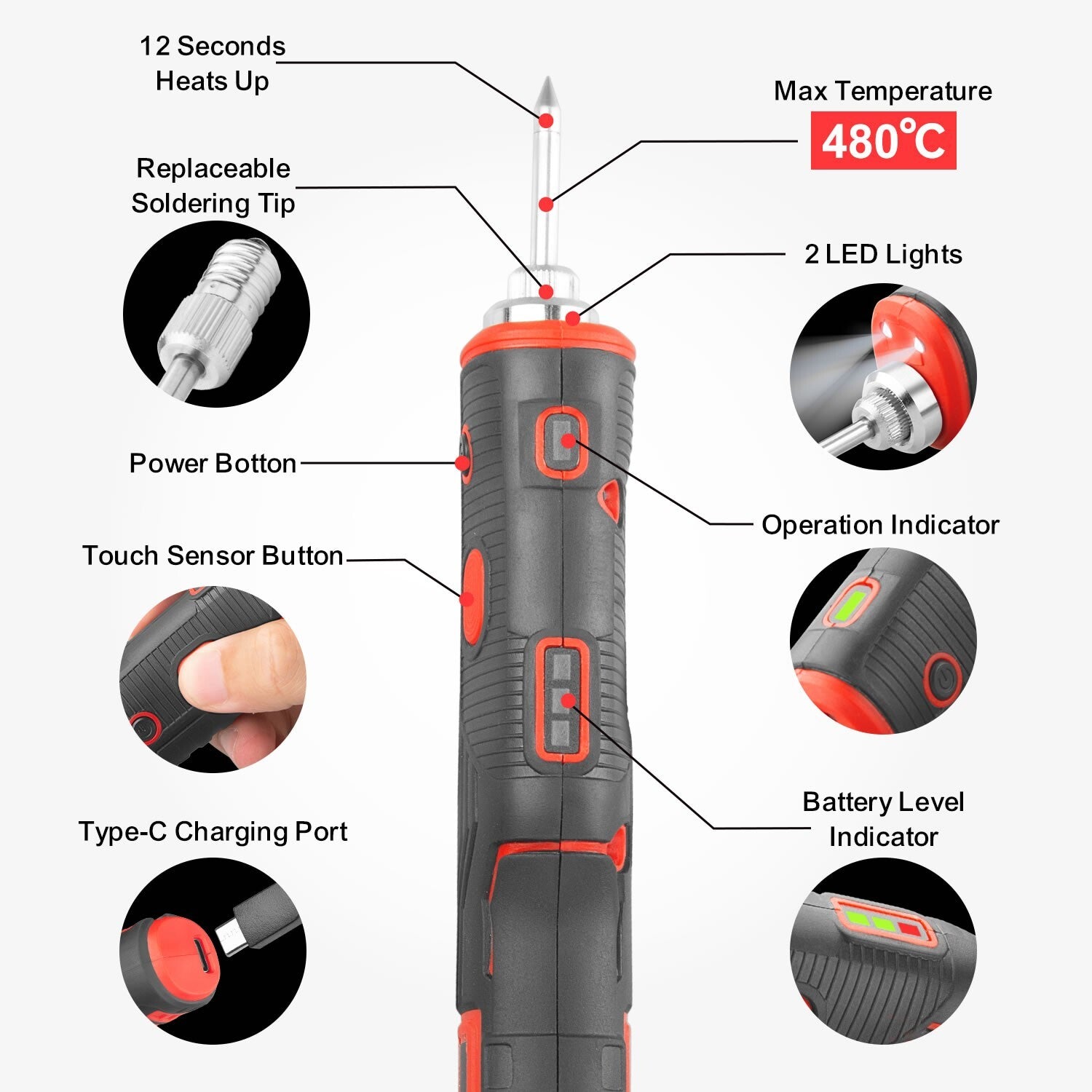4V Cordless Soldering Iron – 8W Rechargeable with Lithium Battery