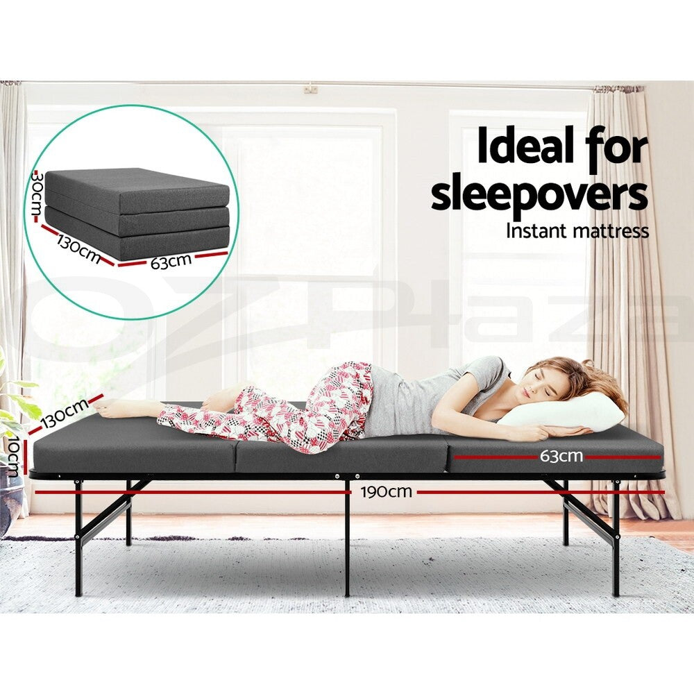 Foldable Foam Mattress Camping Double Grey