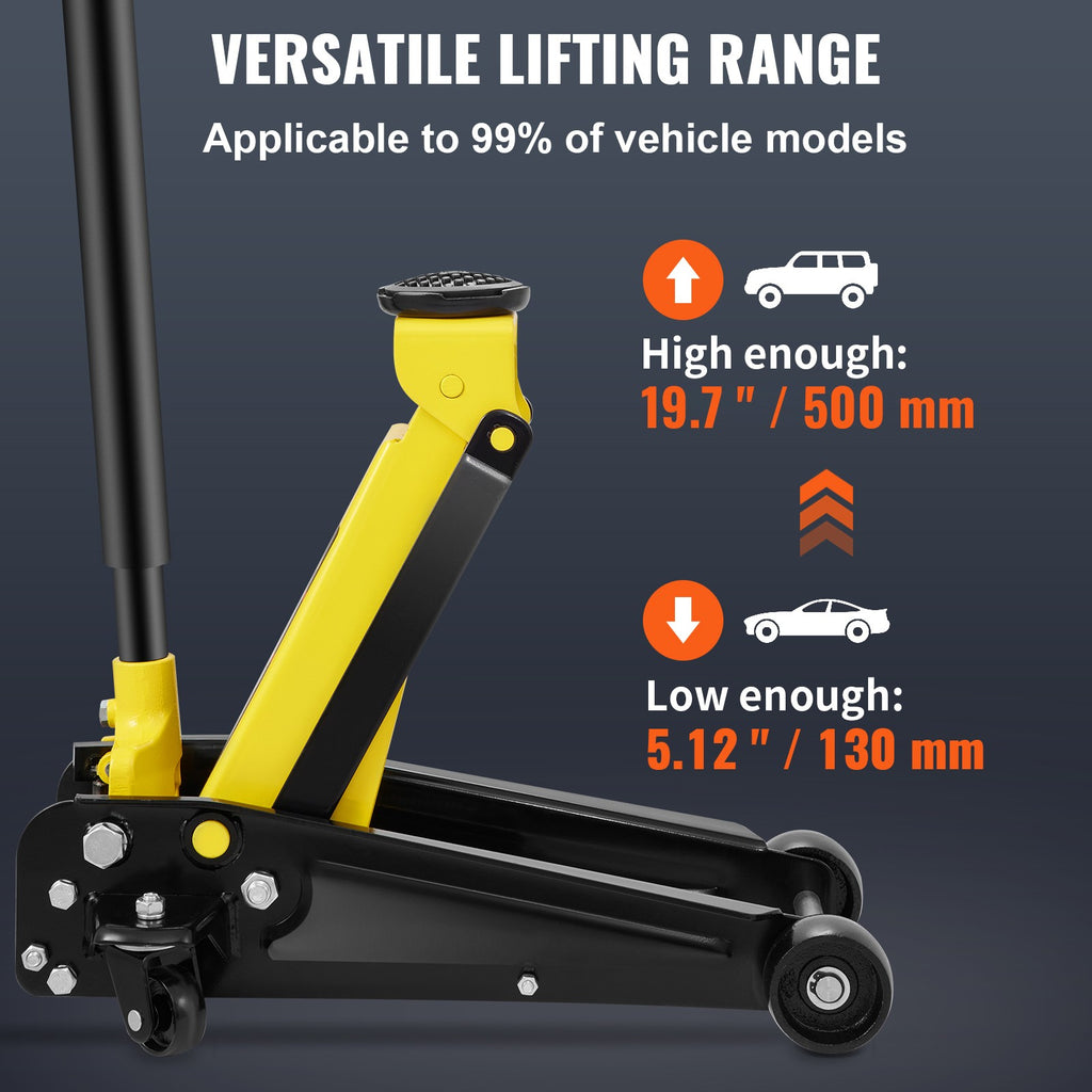 Uimoso Low Profile Floor Jack 3 Ton Heavy Steel Single Piston Hydraulic Pump