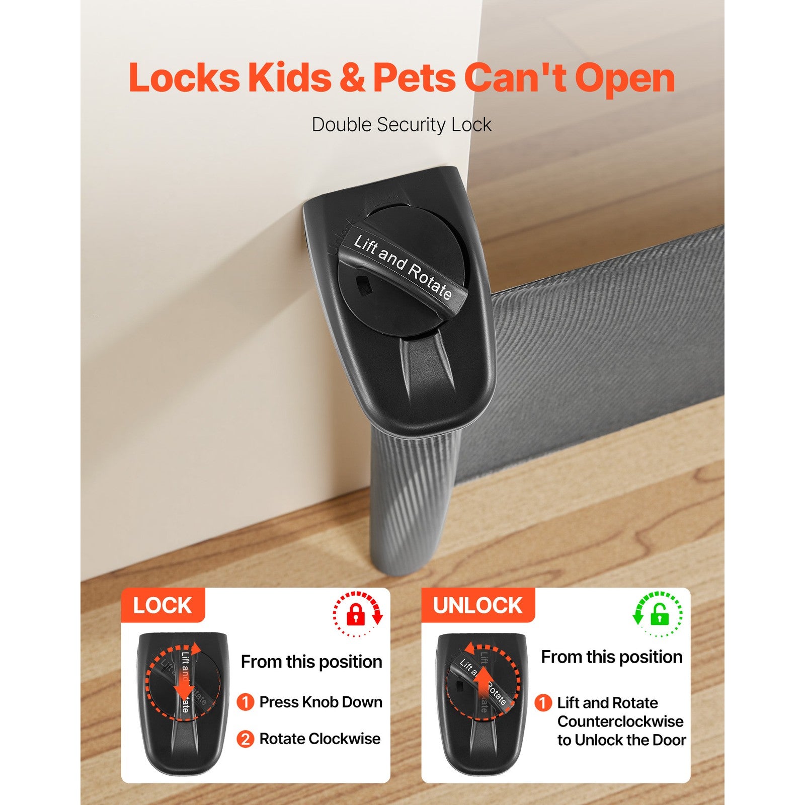 Uimoso Retractable Mesh Gate for Babies and Pets, 1430 mm W, 795 mm Tall, Black