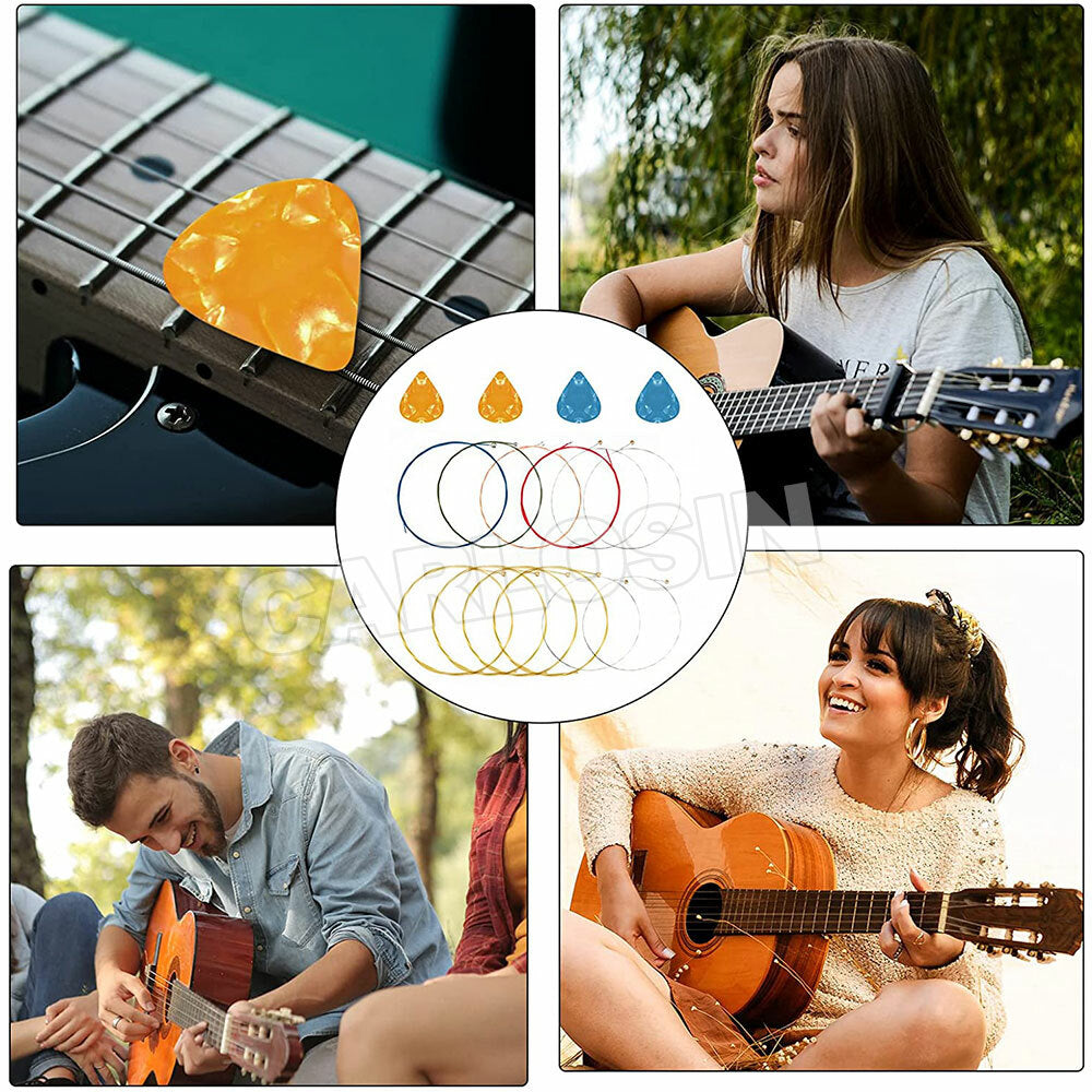 Acoustic Guitar Strings Steel Premium Light 6pcs with Free Pick