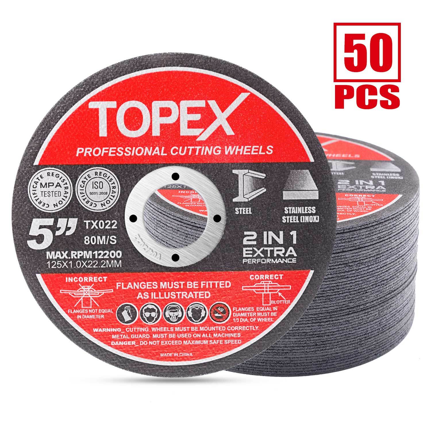 50pc 5" (125mm) Pro Grinding & Cutting Wheels – Steel/Inox Ultra Thin