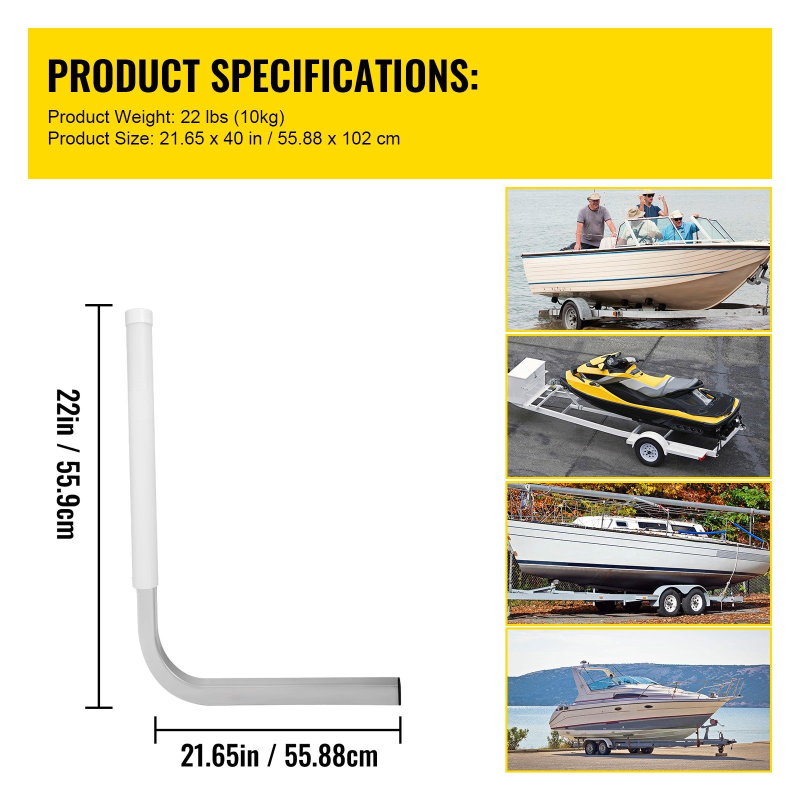 Uimoso Boat Trailer Guide-on 22" Steel Trailer Post Guide on w/ 1 Pair PVC