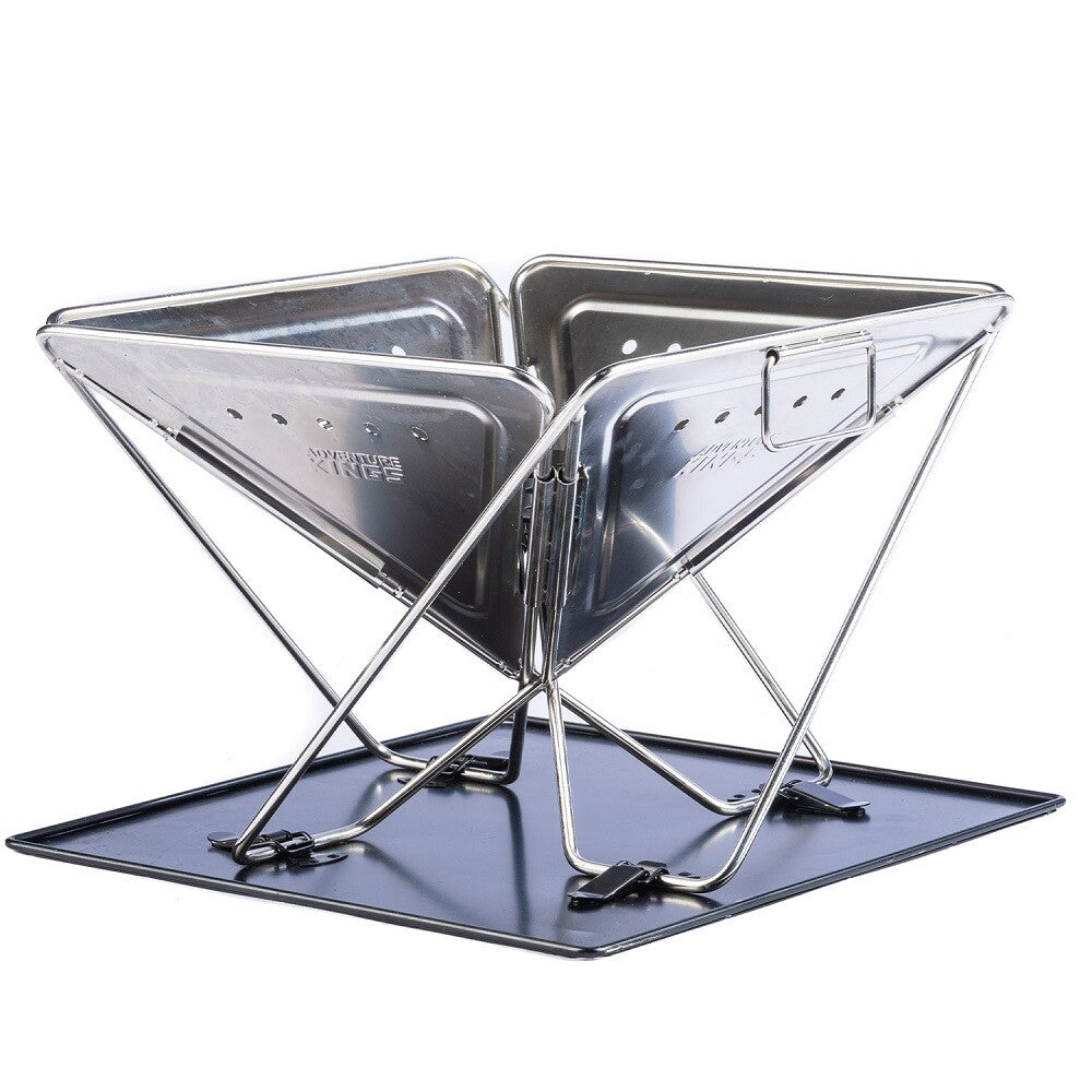 Adventure Kings Premium Stainless Steel Folding Firepit + Folding Firepit Grill