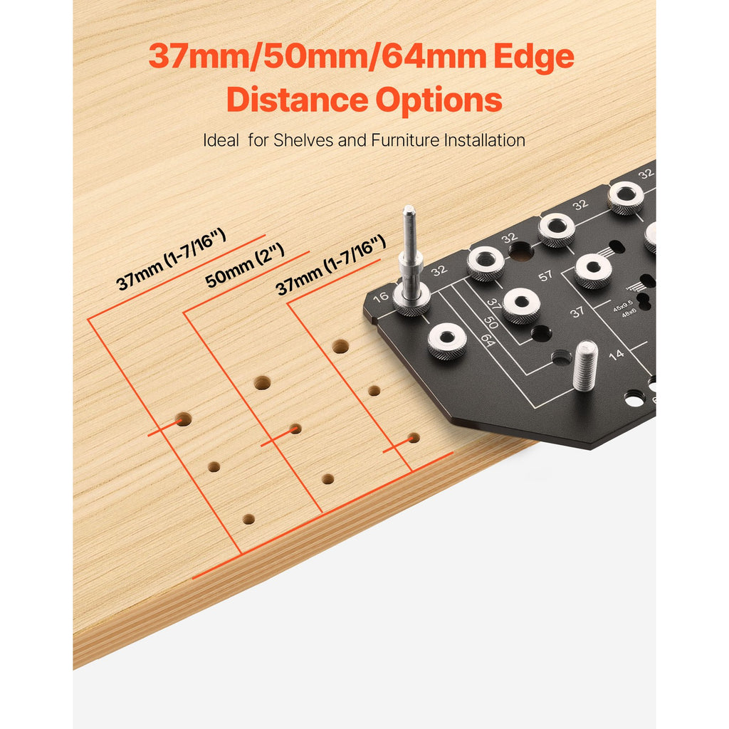 Uimoso Shelf Pin Jig and Hinge Jig 2-in-1 Aluminum Alloy Cabinet Hole Drilling
