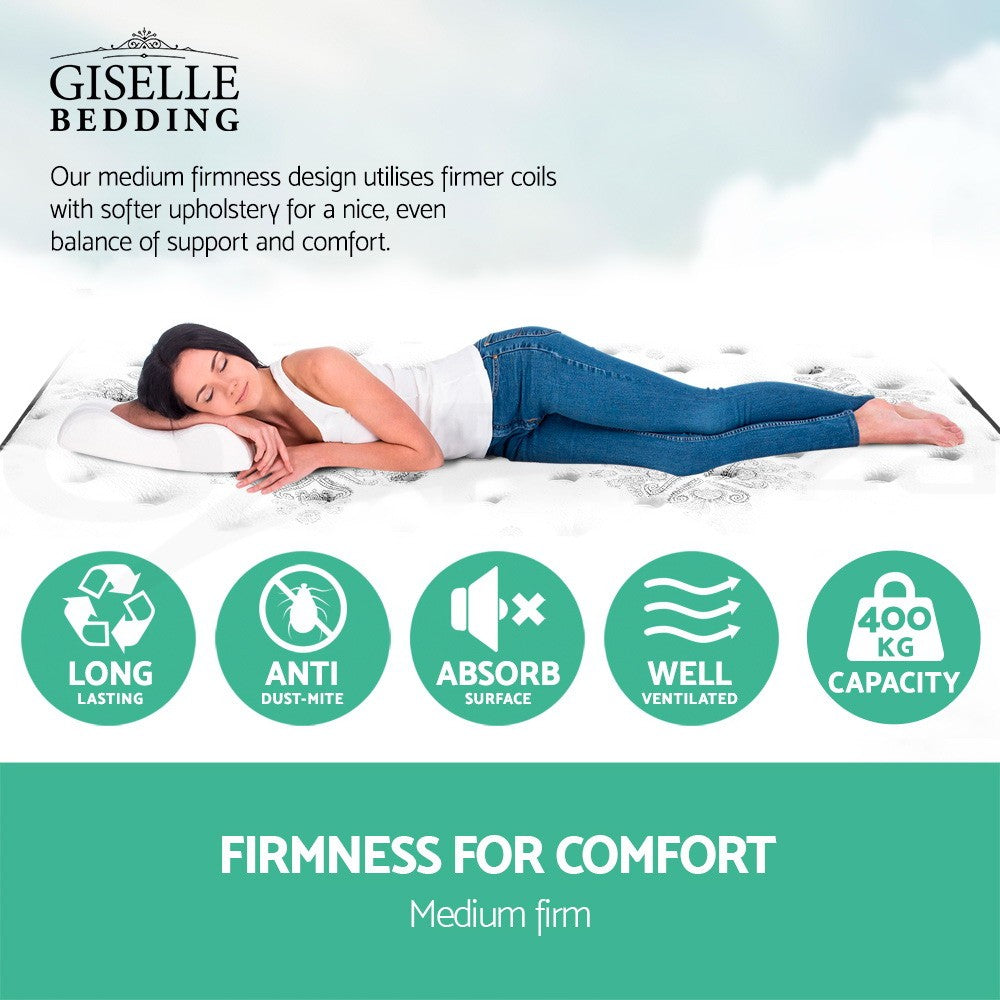 OVCN 34cm Euro Top Mattress Pocket Spring Medium Firm Queen
