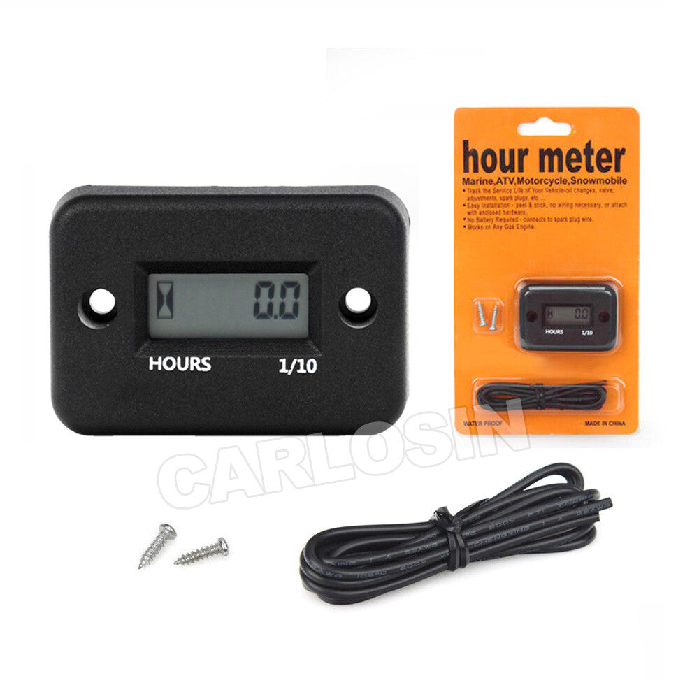 2x Waterproof Digital Hour Meter for Motorcycle Boat Dirt Gas Engine