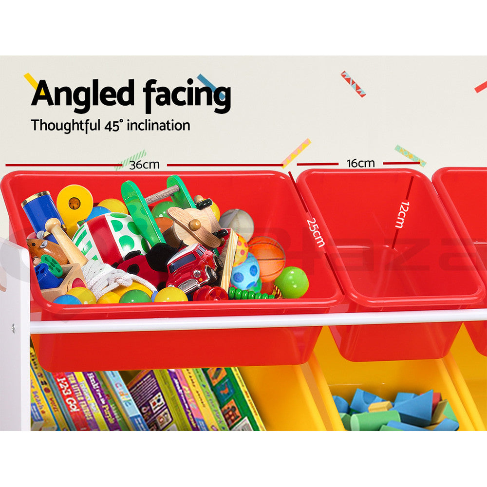Kids Toy Box Bookshelf Organiser 12 Bins Storage Rack