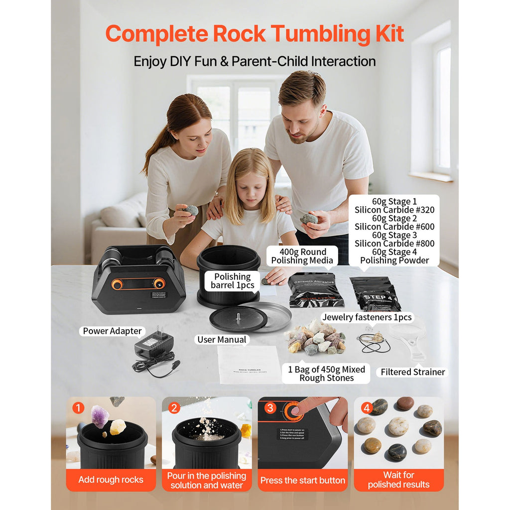 Uimoso 3lbs Rock Tumbler Kit with Gemstones and Polishing Materials