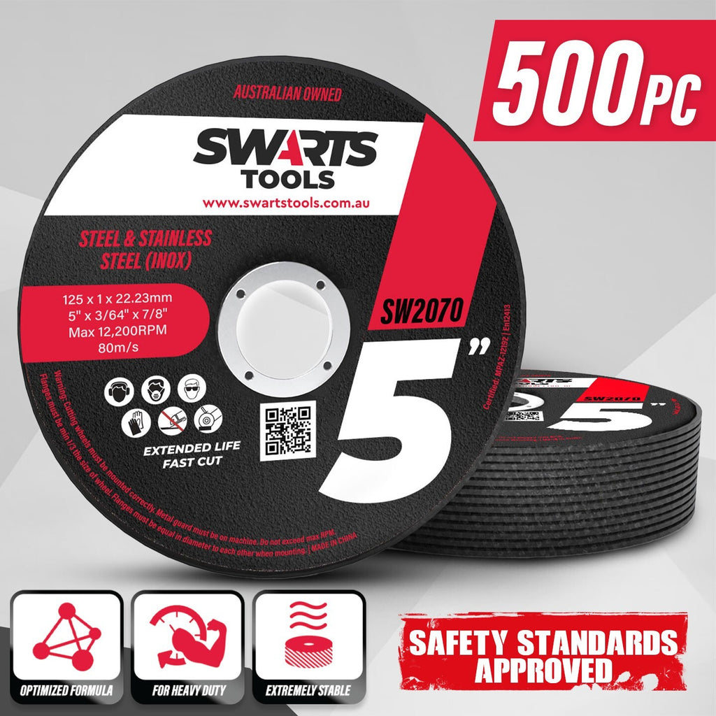 500pc 5" (125mm) Cutting Discs – Thin Angle Grinder Metal Wheels