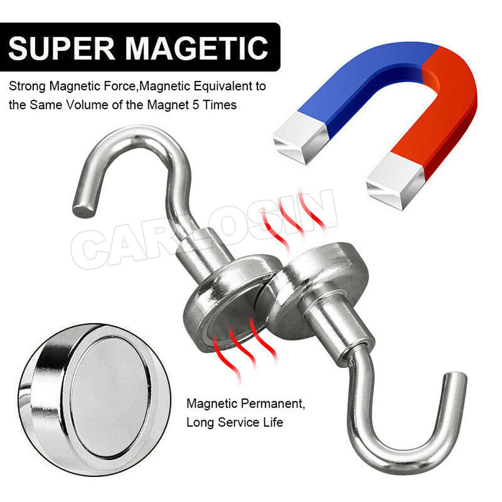 12x Neodymium Magnet Hooks Rare Earth Magnetic Hanger Holder 8kg AU