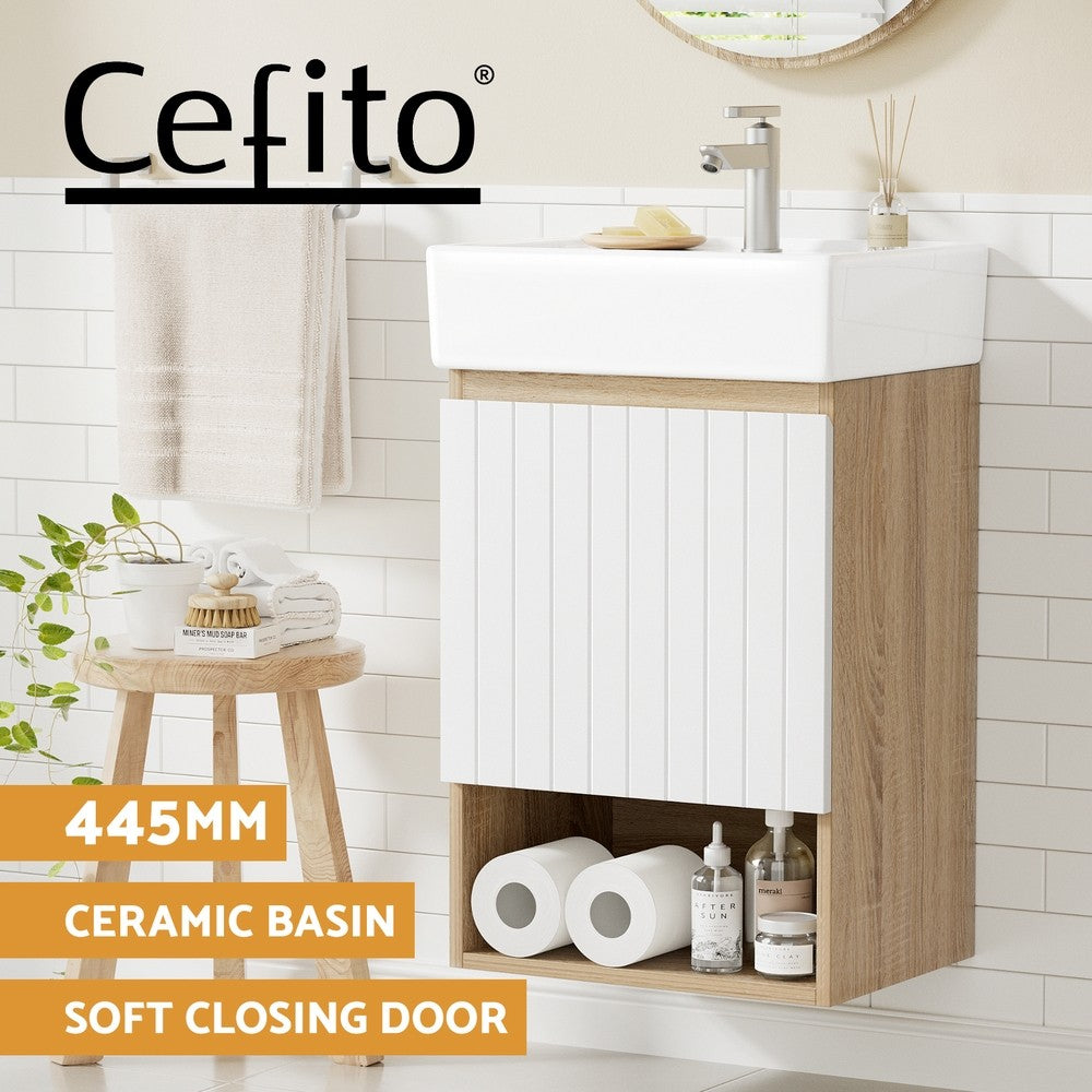 445mm Bathroom Vanity Unit Basin Wall Hung Cabinet White