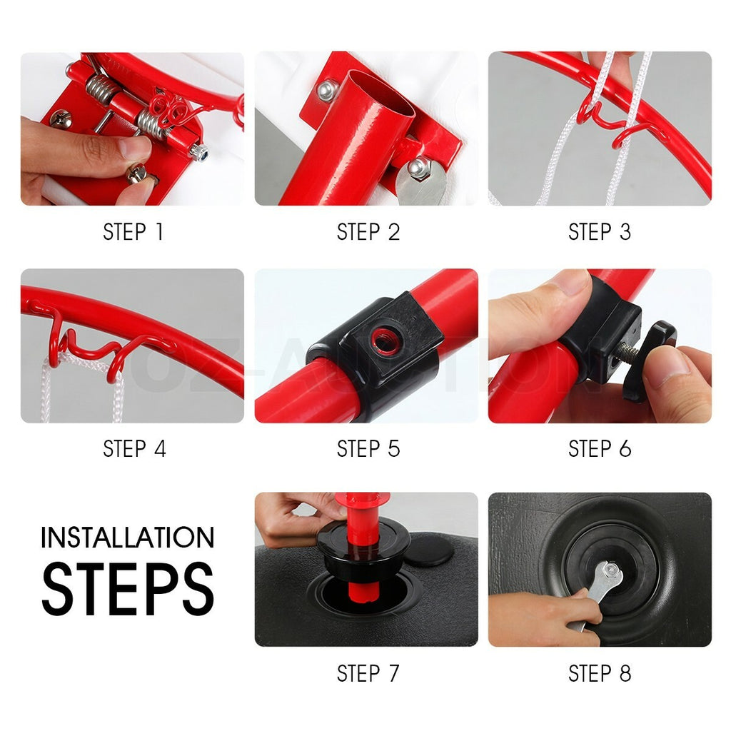 2.4m Large Kids Portable Basketball Hoop Stand Set Adjustable Height