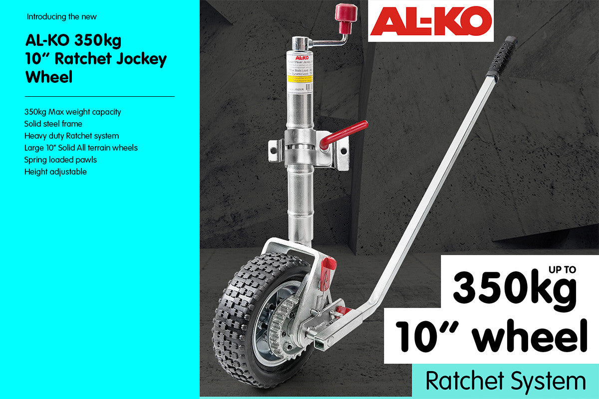 ALKO 10in Jockey Wheel with Ratchet for Trailers and Caravans