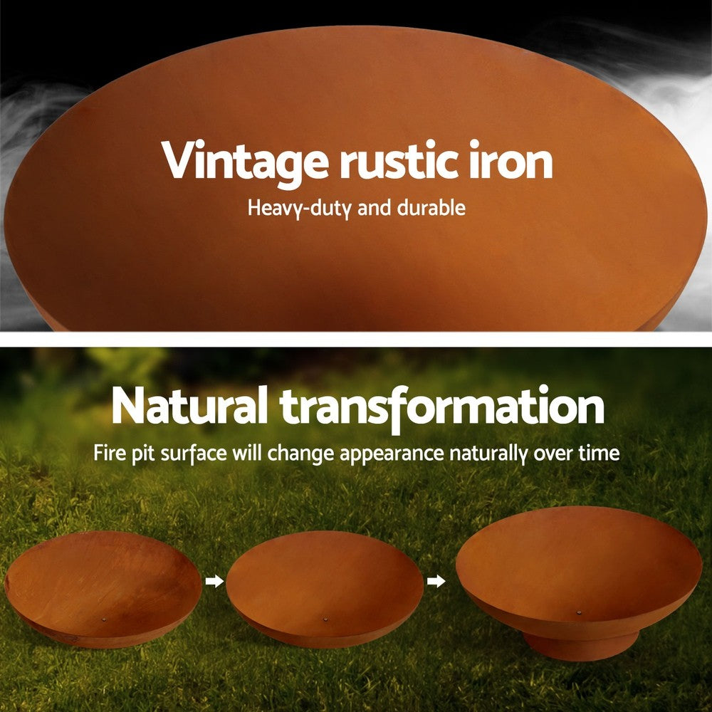 80cm Fire Pit Bowl Rustic Iron Outdoor Wood Burner