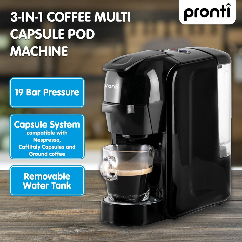 Pronti HomeMaid 3-in-1 Coffee Machine Compatible with Nespresso Pods