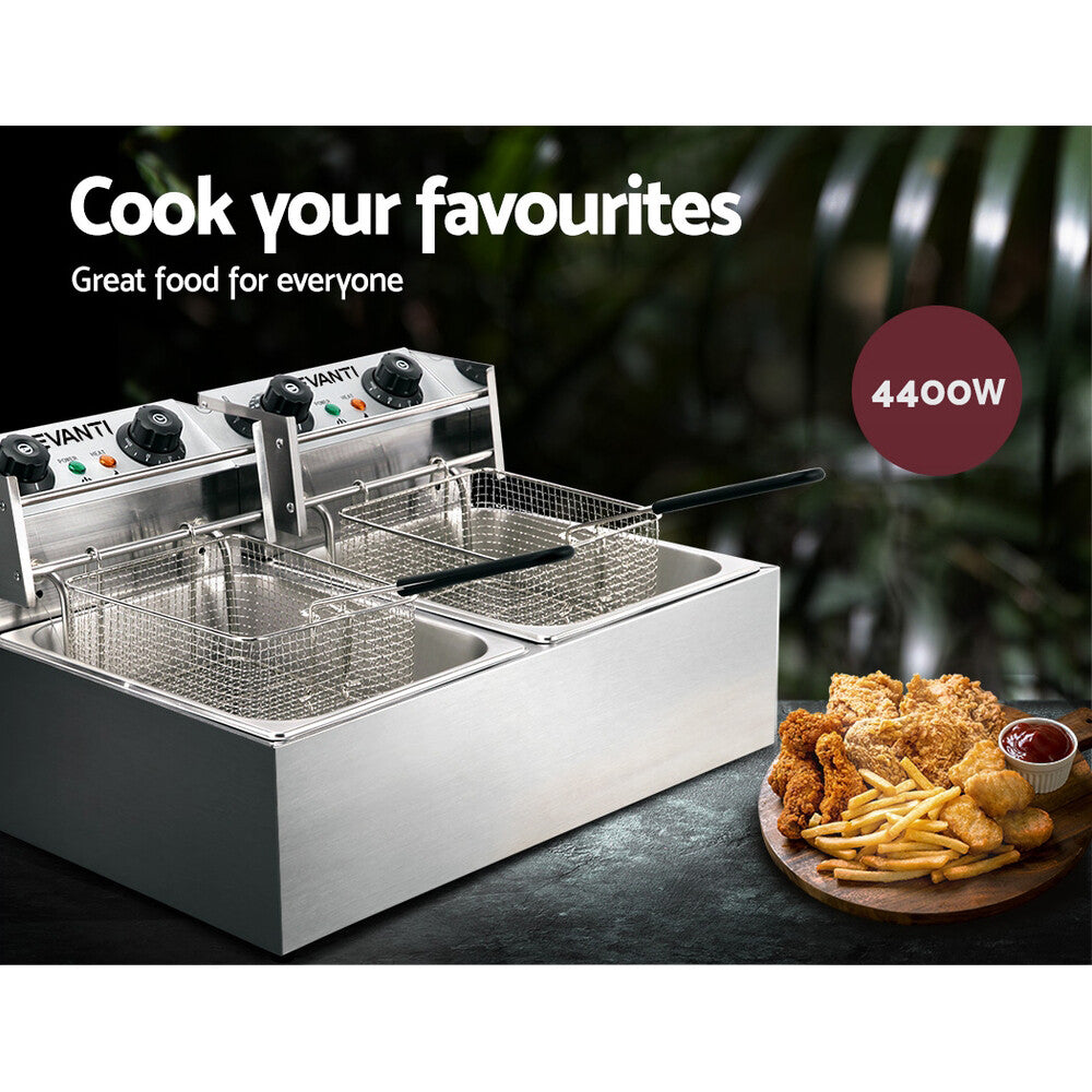 Electric Commercial Deep Fryer Twin Basket Chip Cooker