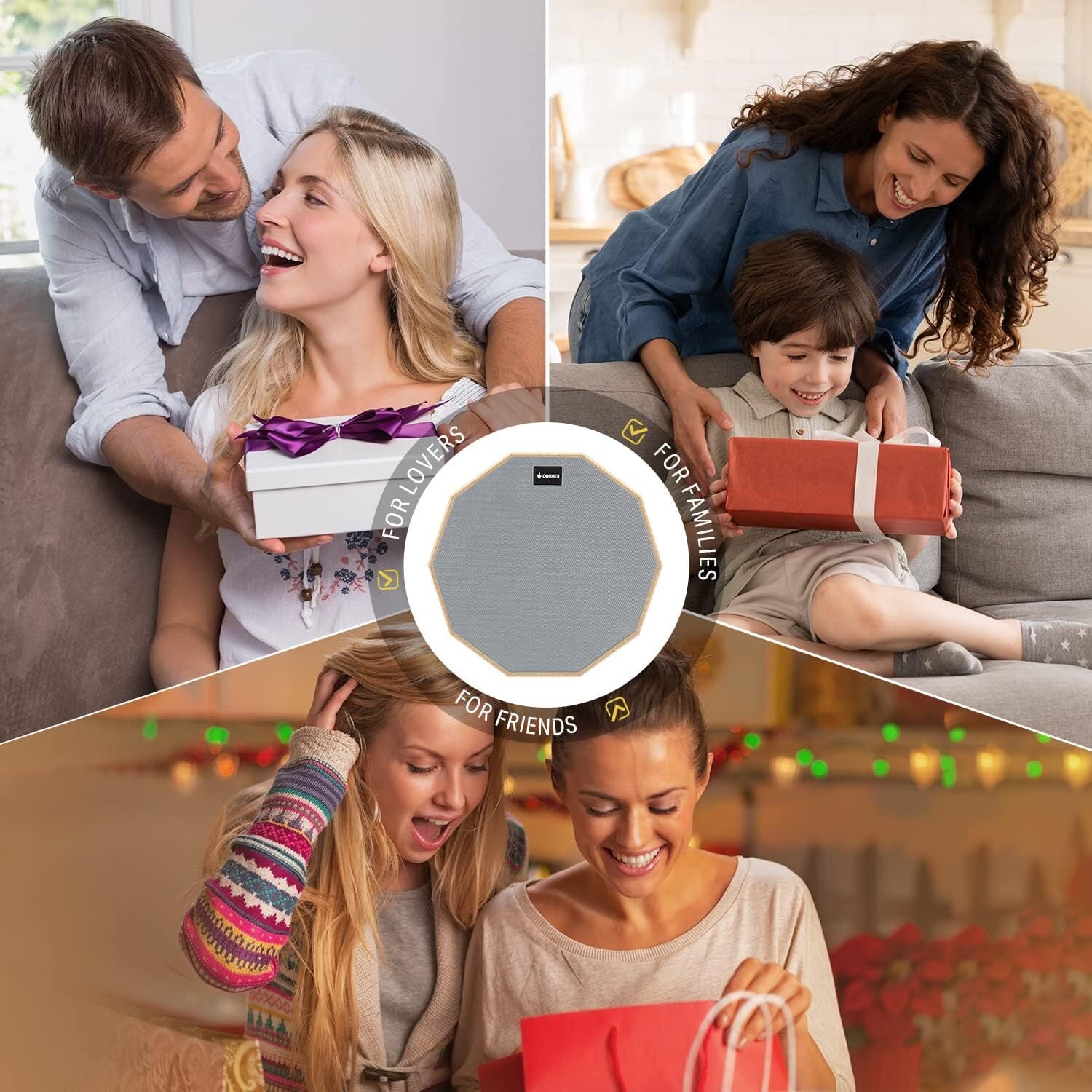 DONNER 12" Drum Practice Pad Silent Double-Sided with Drumsticks