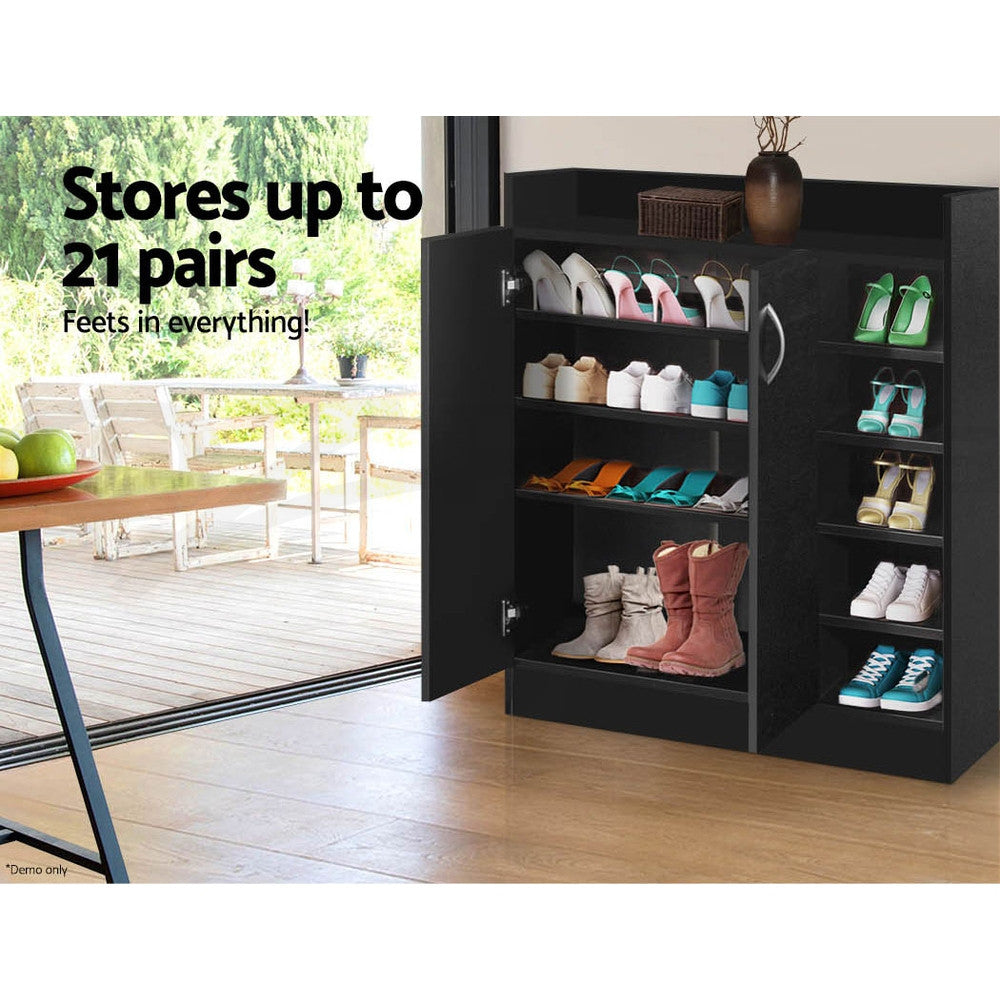 Artiss Shoe Rack Storage Cabinet 21 Pair Organiser Cupboard Black