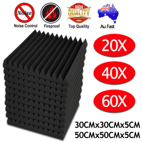 30/50cm Acoustic Foam Panels – Sound Absorption Wedges
