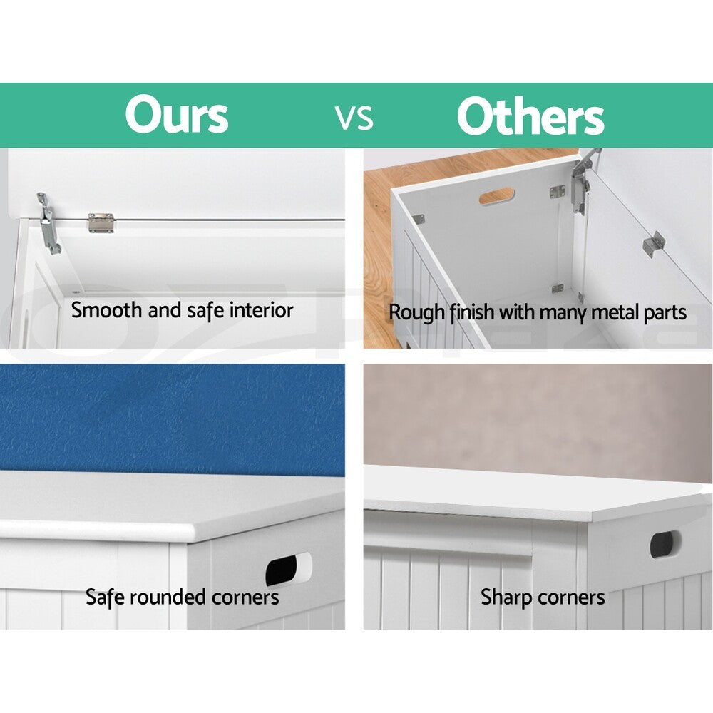 Kids Toy Box Storage Chest Blanket Organiser White