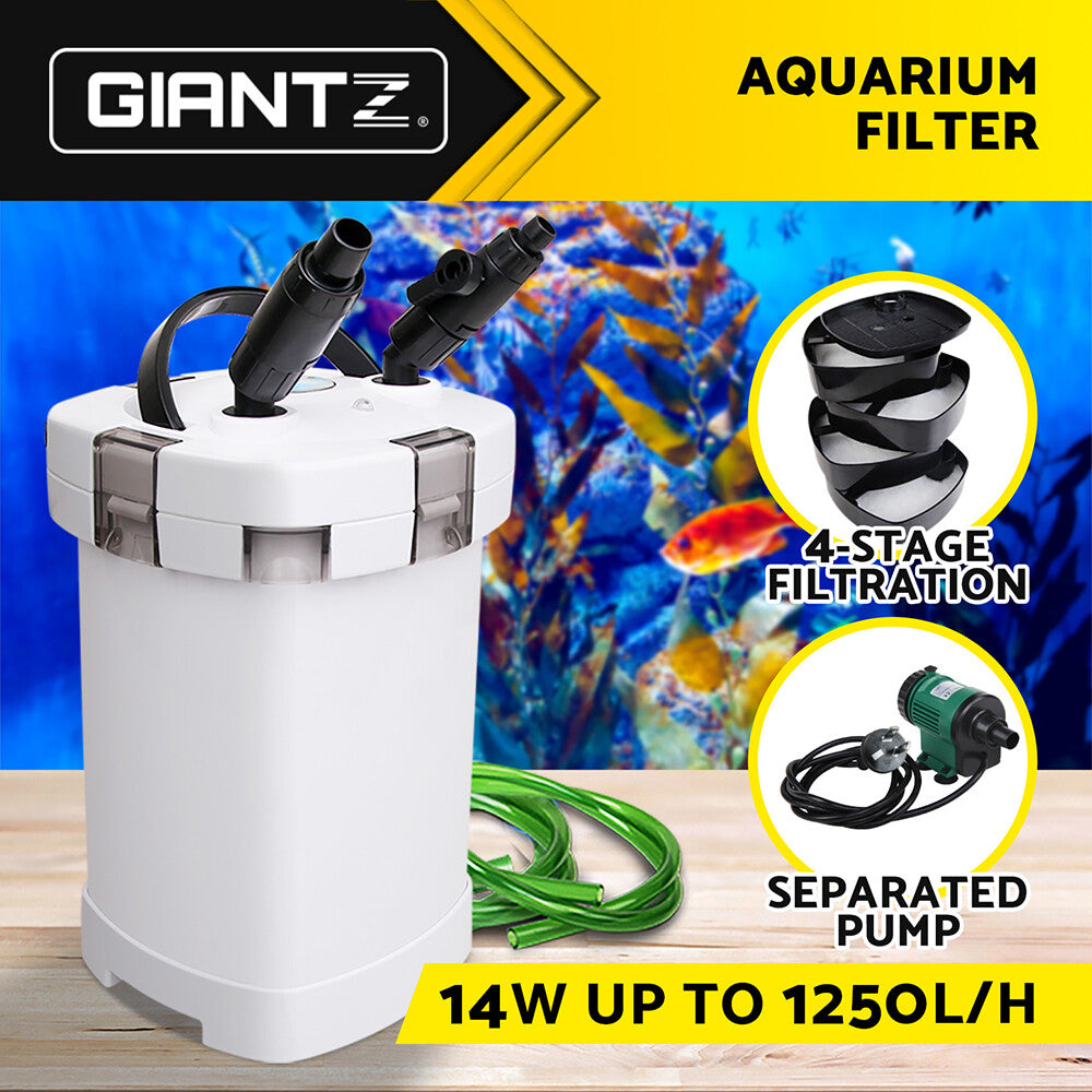 External Canister Aquarium Filter Fish Tank Water Pump 1250L/H