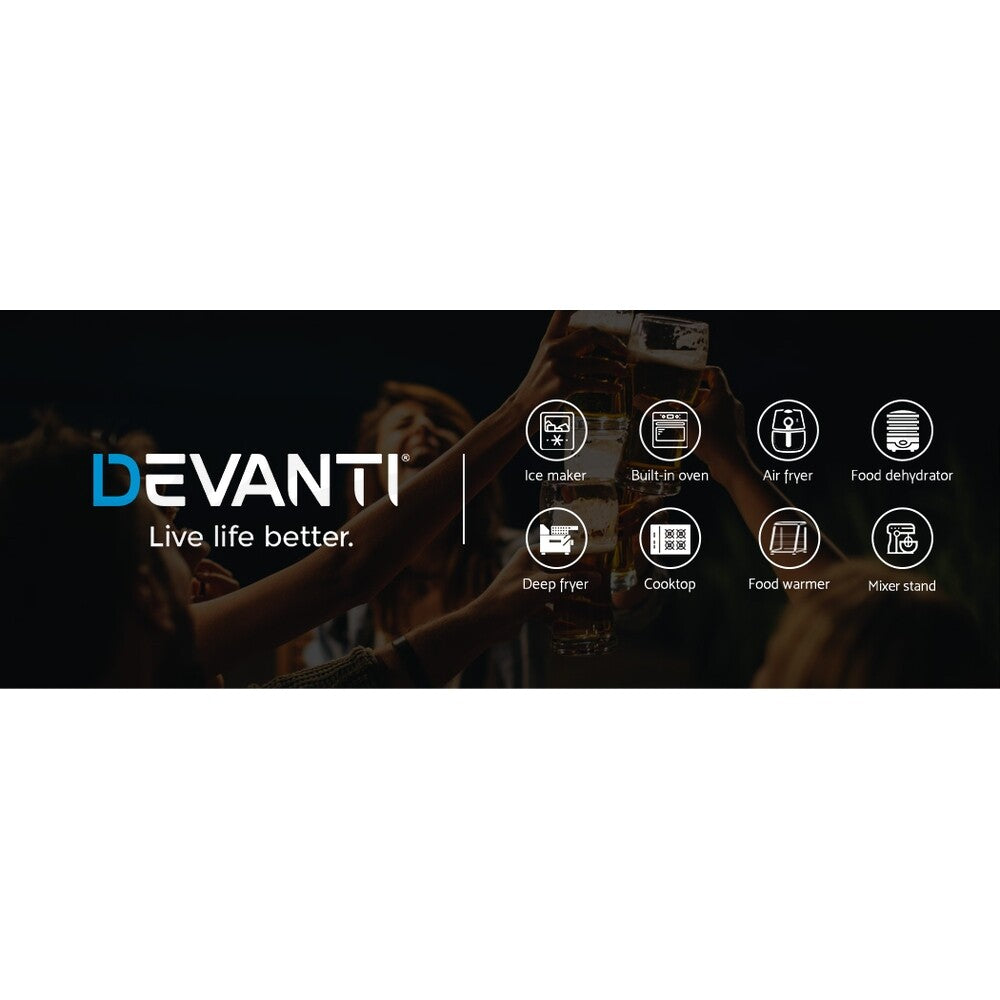 Devanti Portable Ice Maker Machine Ice Cube Tray 12kg Bar Countertop Black