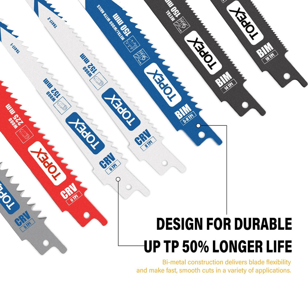 34pc Reciprocating Saw Blades – 5-8 TPI for Metal & Wood