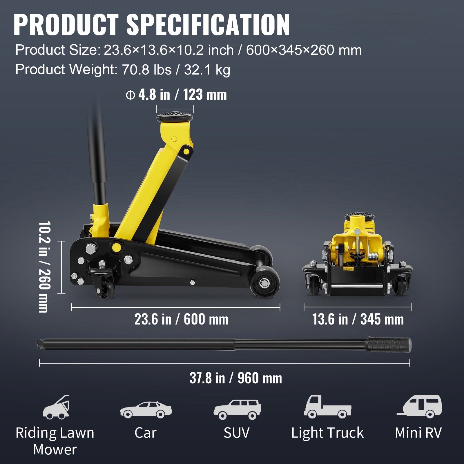 Uimoso Low Profile Floor Jack 3 Ton Heavy Steel Single Piston Hydraulic Pump