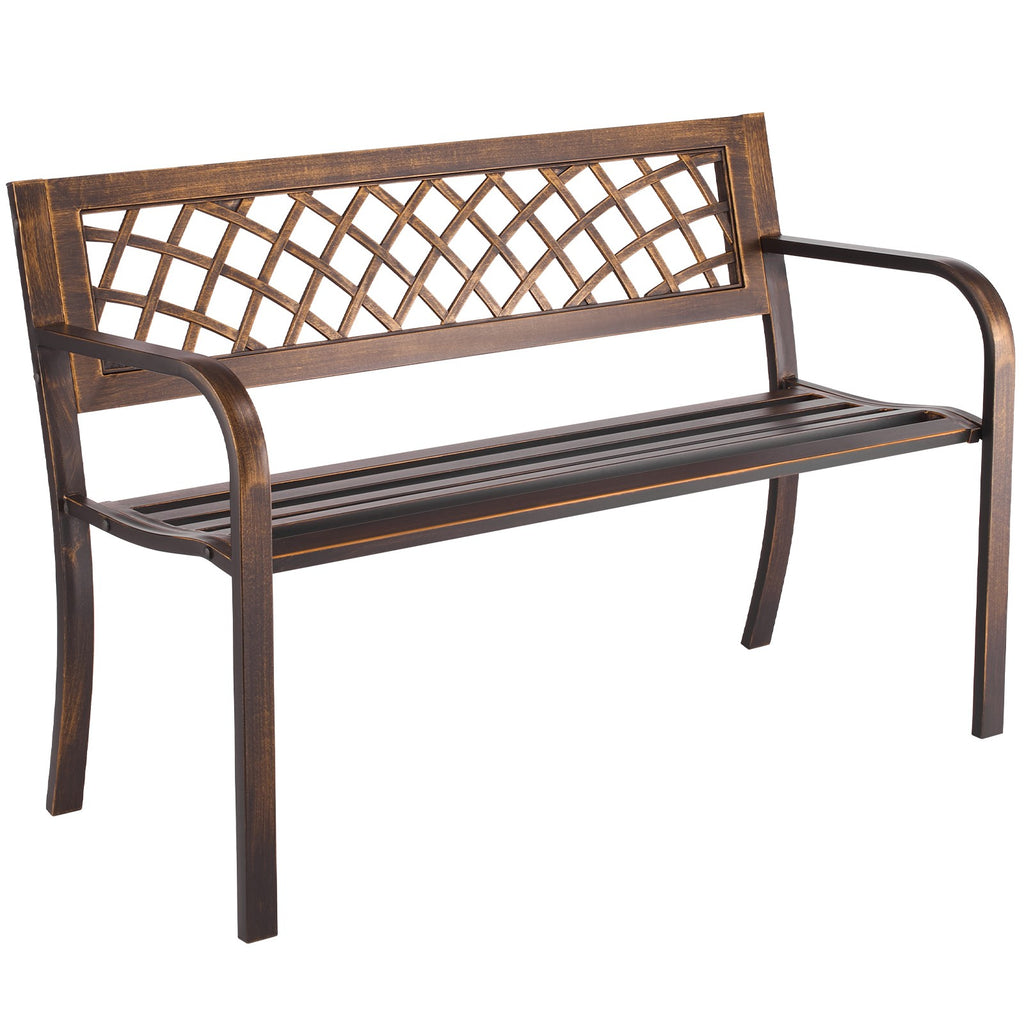 Uimoso Outdoor Bench with Metal Frame and PVC Mesh Backrest for Porch, 116 cm