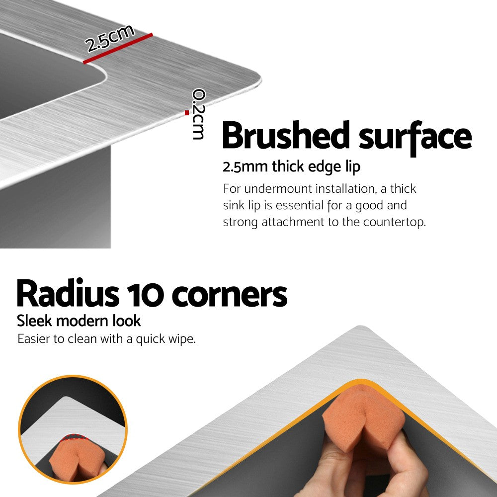 111x45cm Stainless Steel Kitchen Sink Double Bowl Silver