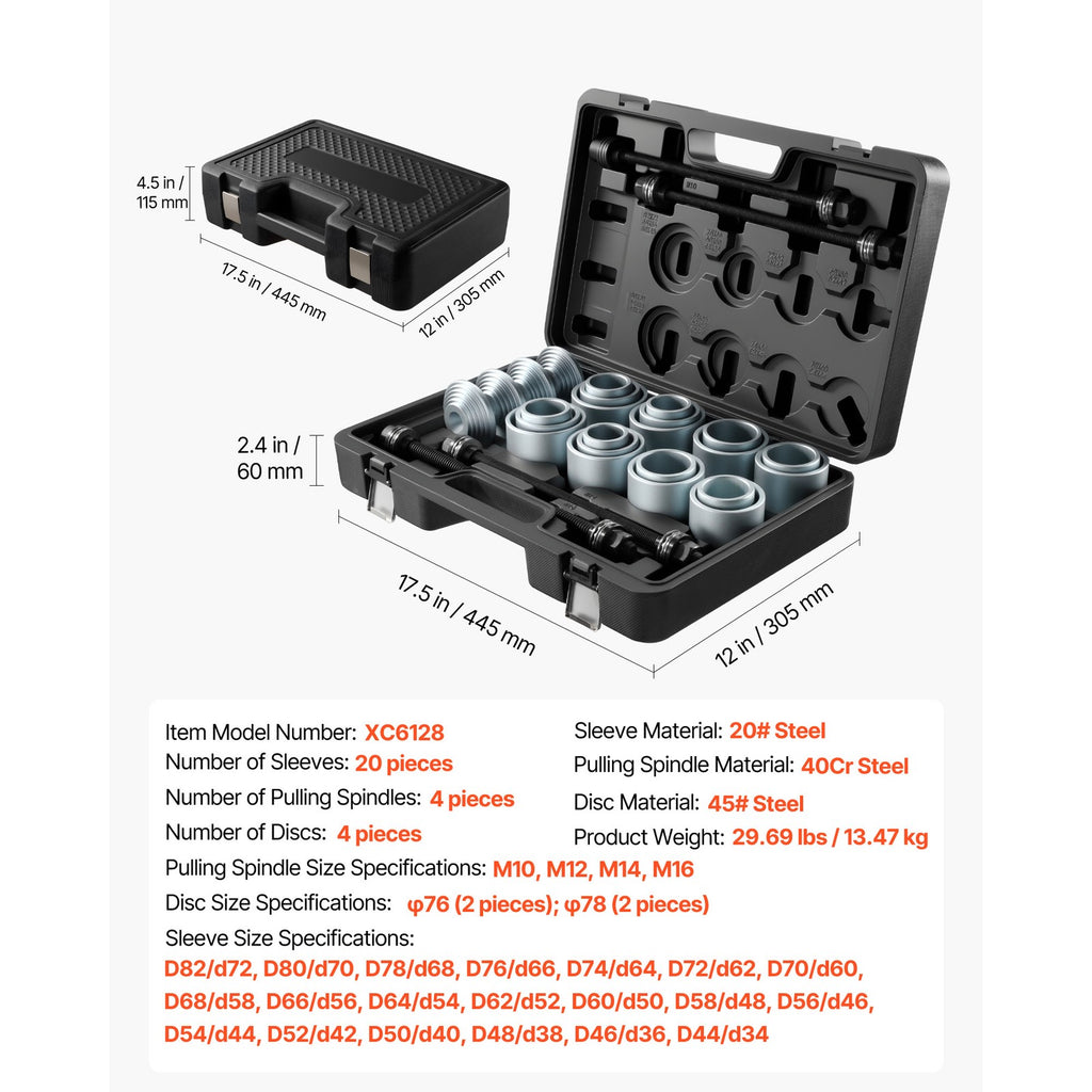 Uimoso 28PCS Pull & Press Sleeve Kit for Bush and Bearing Removal & Installation