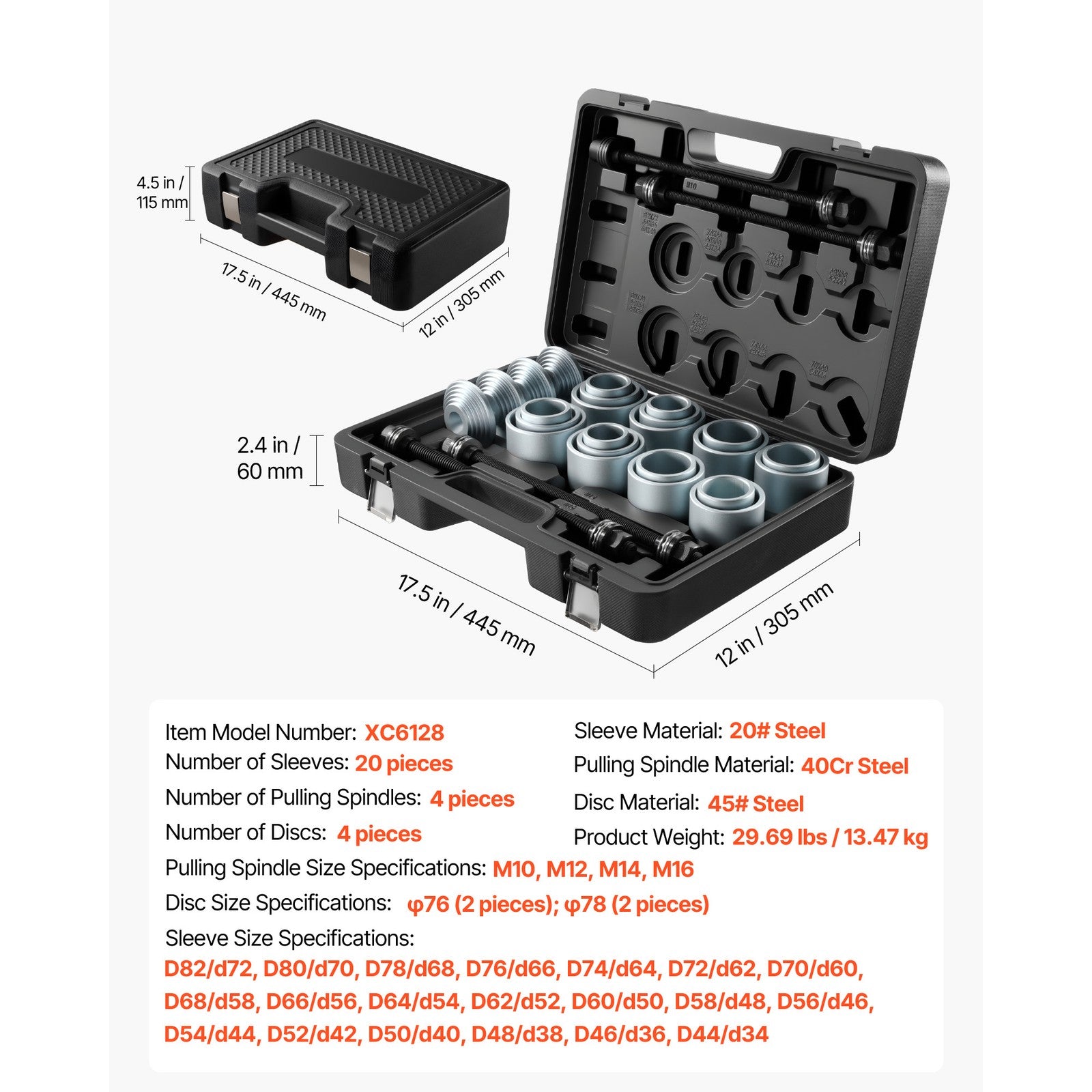 Uimoso 28PCS Pull & Press Sleeve Kit for Bush and Bearing Removal & Installation