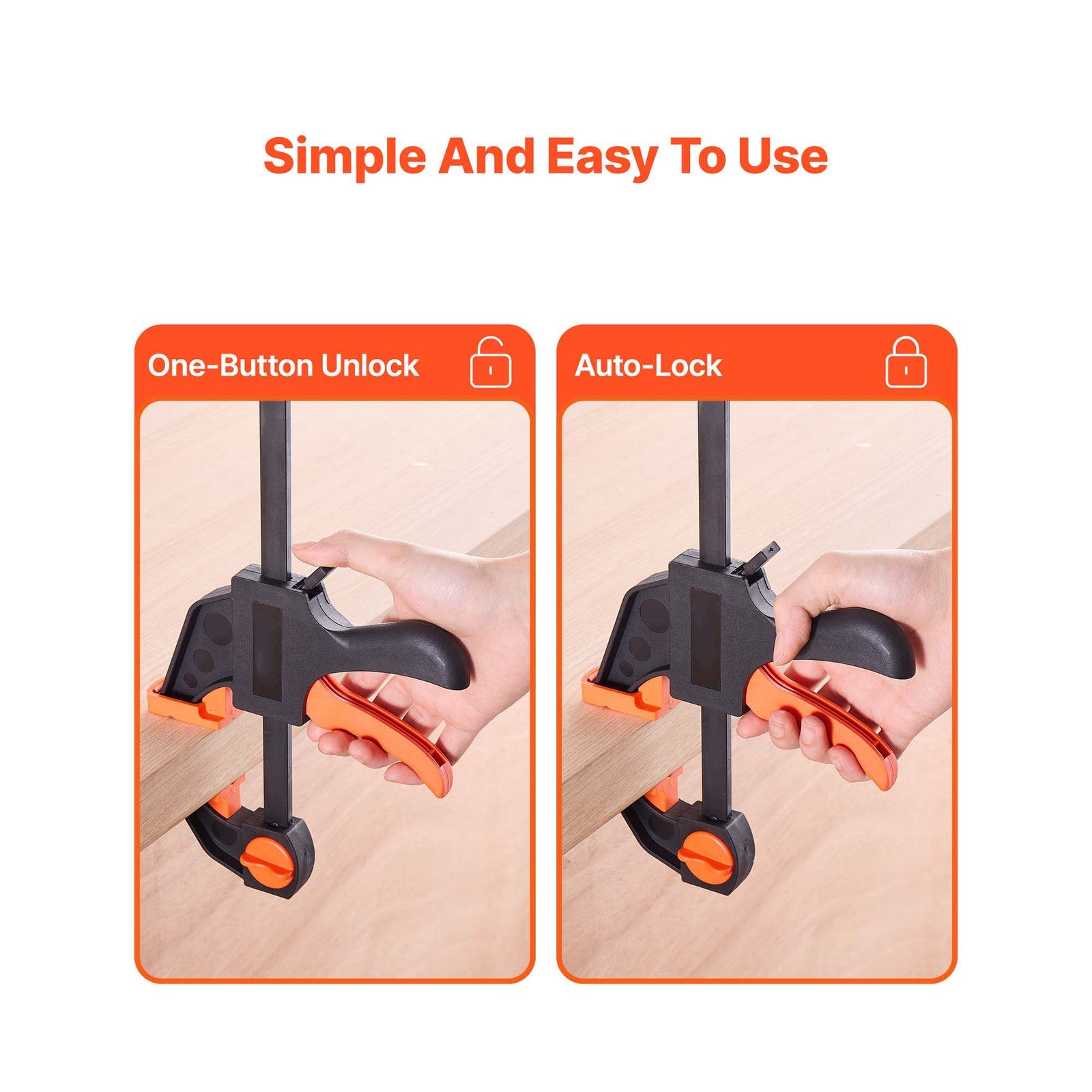 Uimoso Woodworking Bar Clamps Set: 2x 30.48cm & 2x 15.24cm Clamp/Spreader