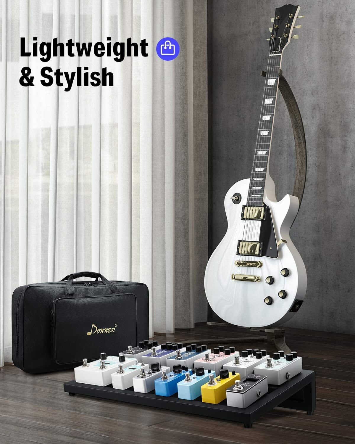 DONNER Aluminium Effects Pedal Board with Patch Cable & Carry Bag