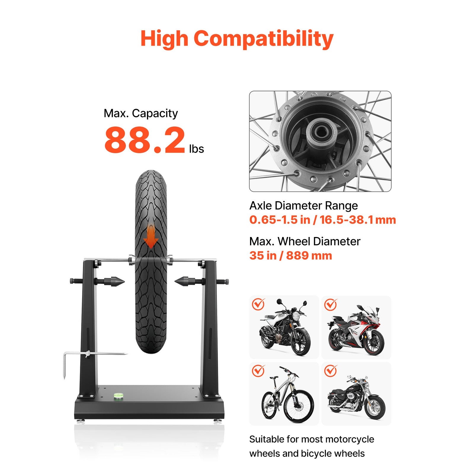 Uimoso Motorcycle Wheel Balancer and Tire Stand with 40 kg Load Capacity