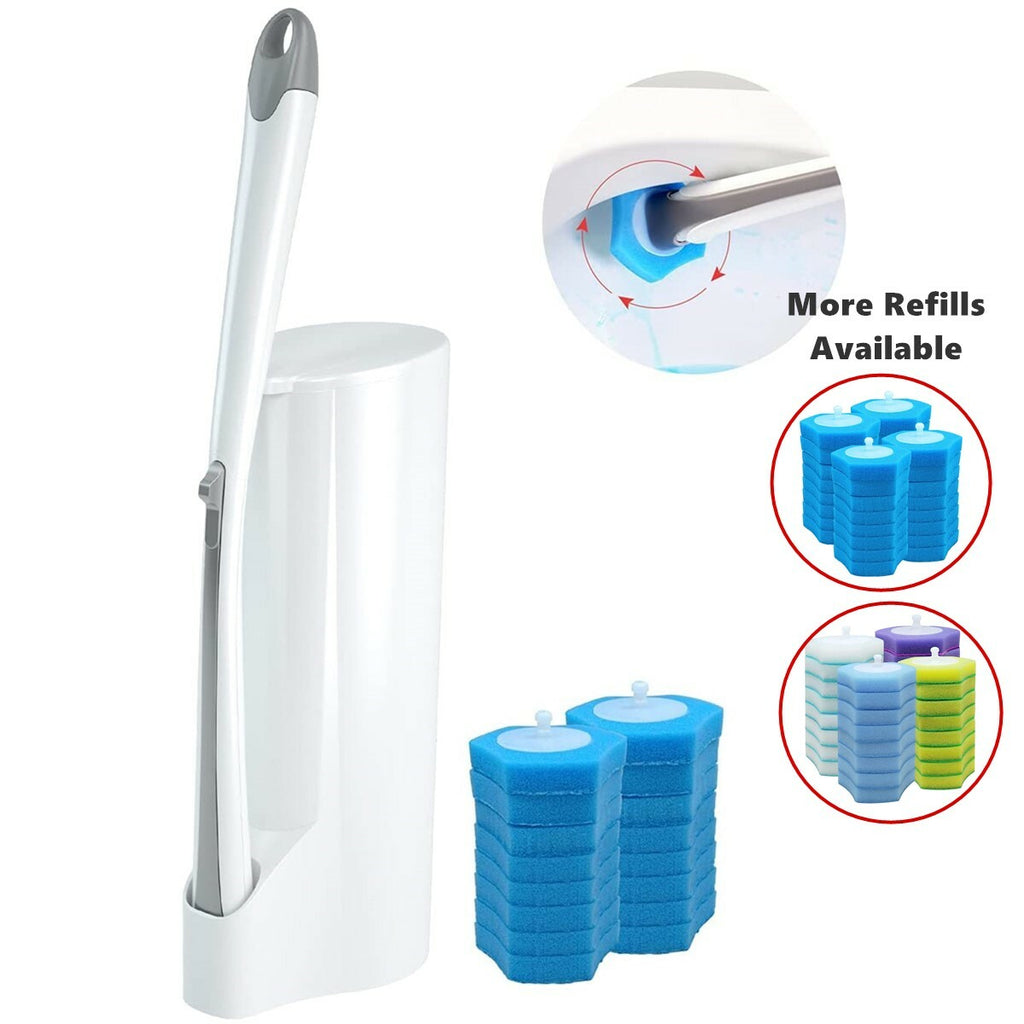 Disposable Toilet Brush Set – Freestanding with Replacement Heads