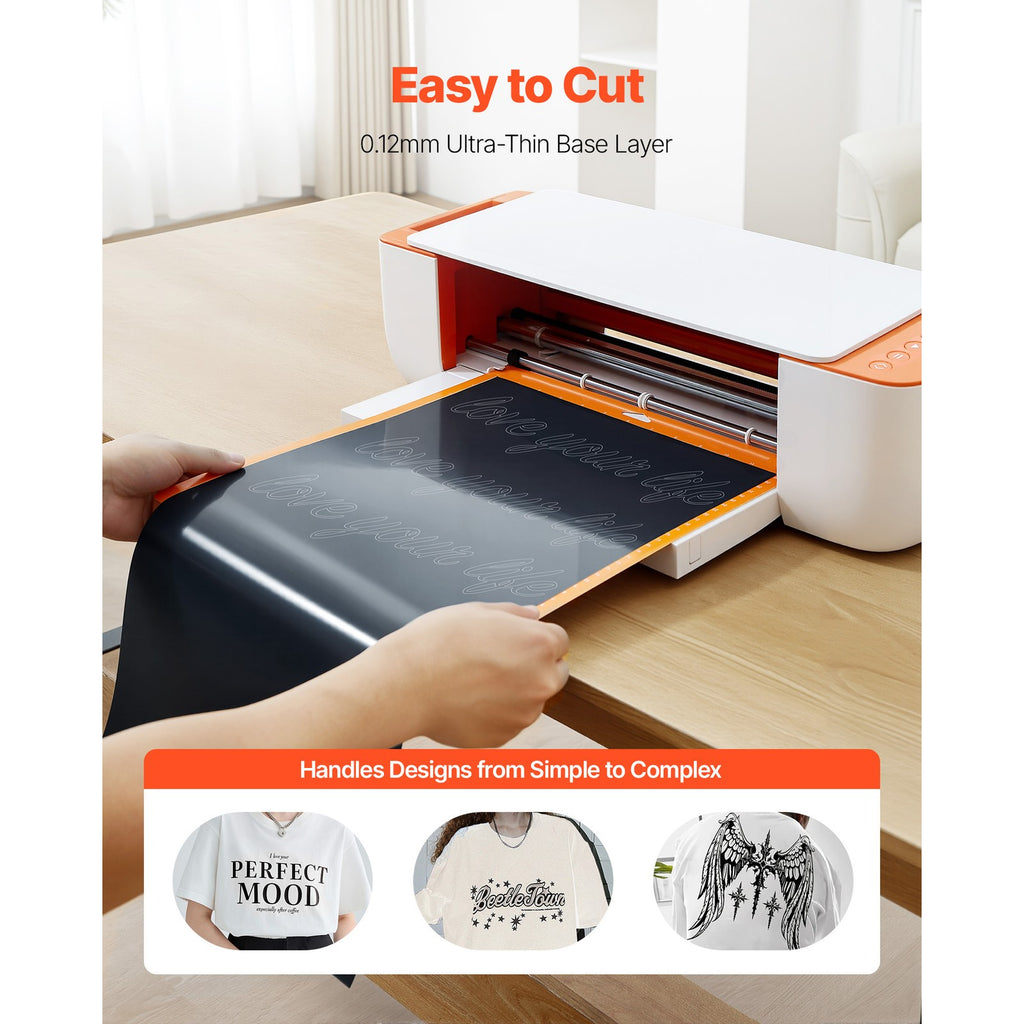 Uimoso Heat Transfer Vinyl Roll 304.8 x 7260mm Glossy Black for Iron-On Designs
