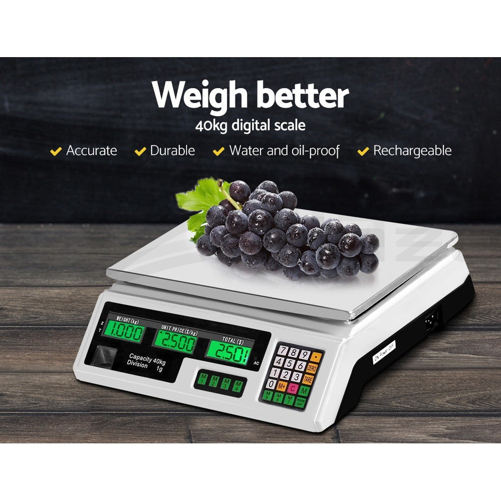 Digital Kitchen Scale 40KG Electronic LCD Commercial Weighing