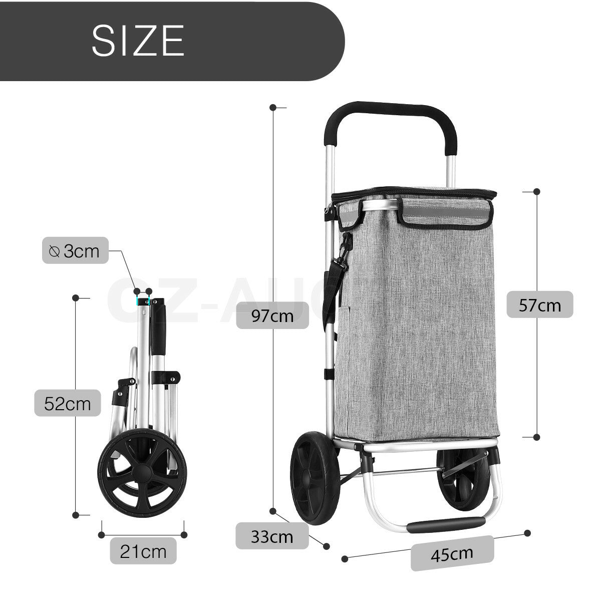 Aluminium Foldable Shopping Trolley Cart with Grocery Storage Bag