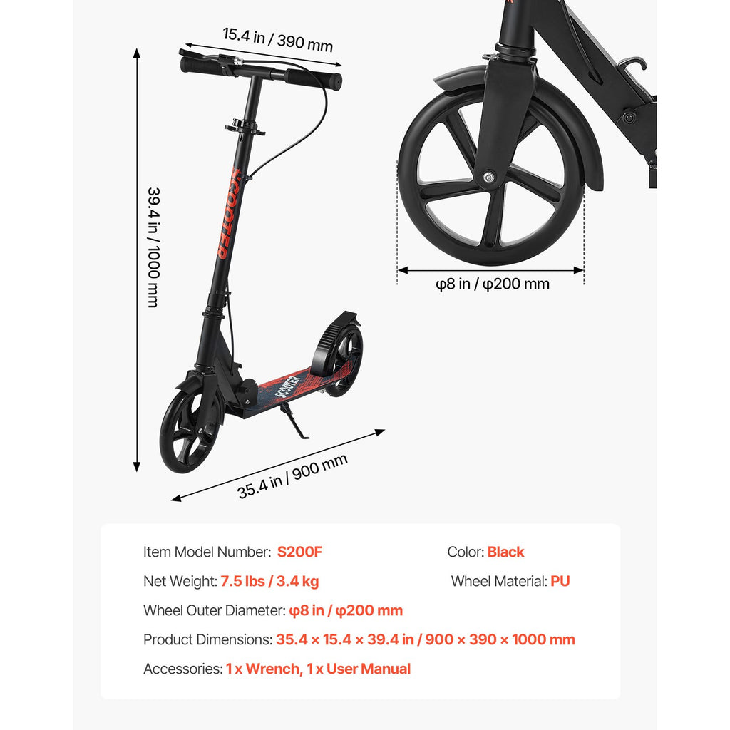 Uimoso Foldable Kick Scooter for Kids 8+, Teens, and Adults, Adjustable Design