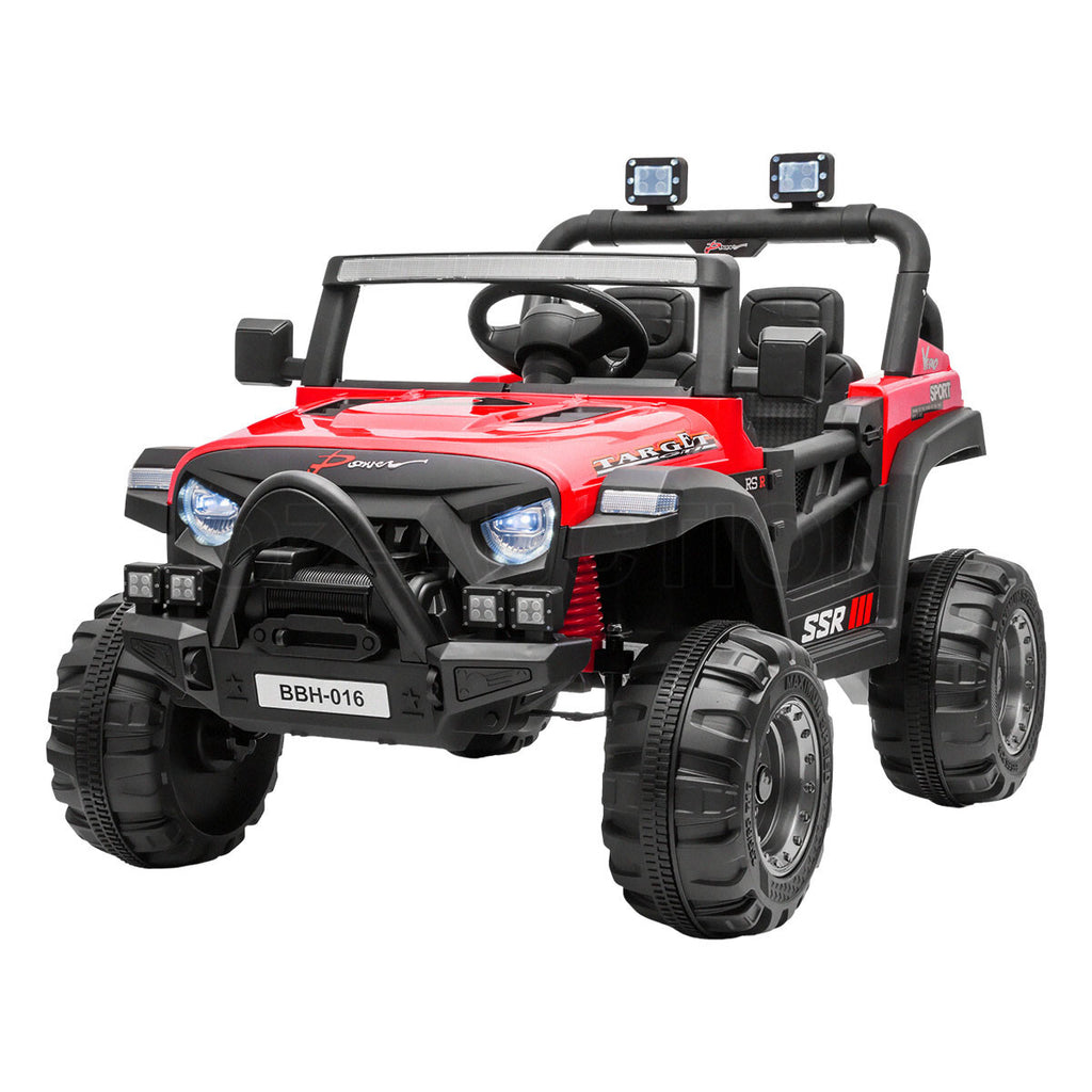 Electric Ride-On Car – Off-Road RC Jeep Truck Toy for Kids, Red