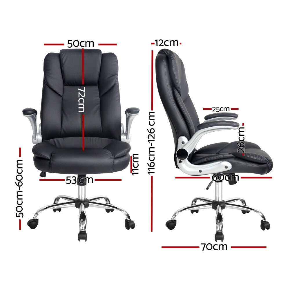 Executive Office Computer Gaming Chair PU Leather Tilt Black