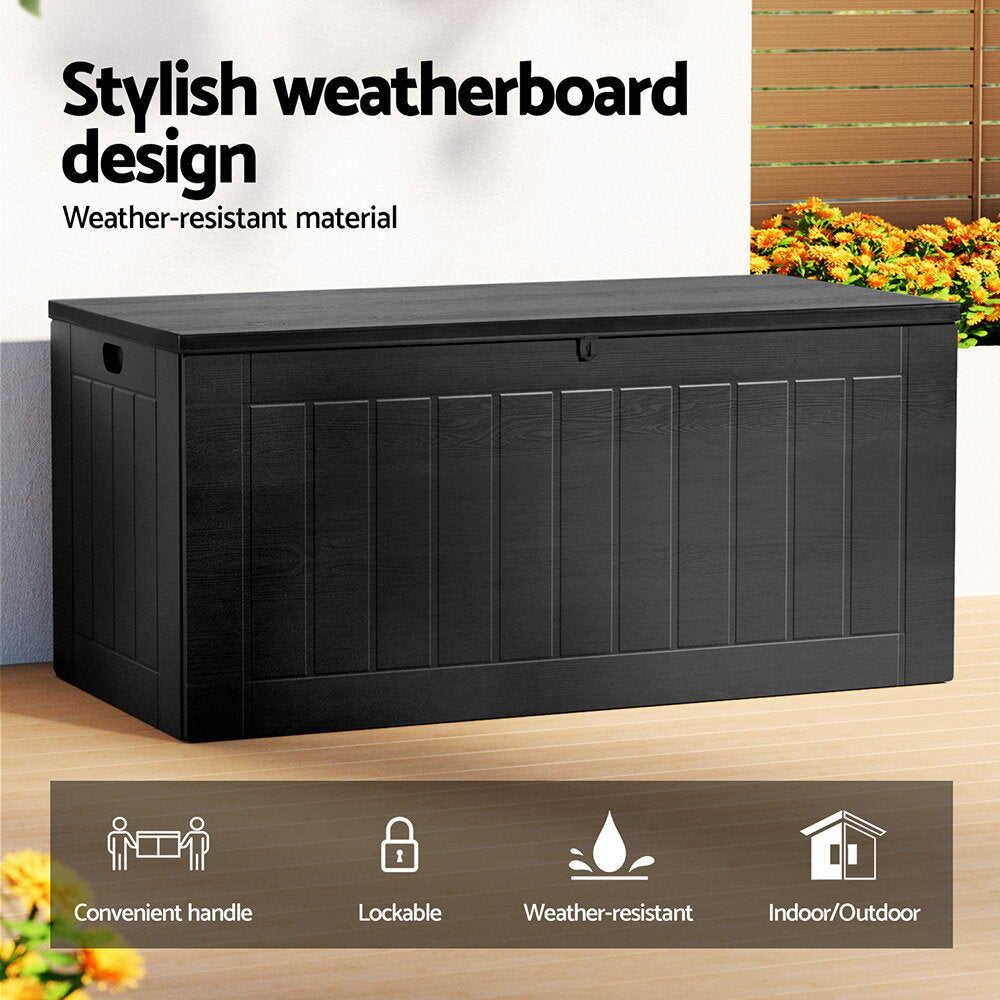 830L Lockable Outdoor Storage Bench Tool Box Black