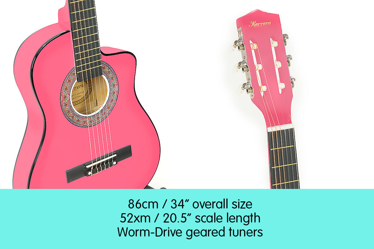 1/2 Size Pink Kids Acoustic Guitar for Early Music Learning