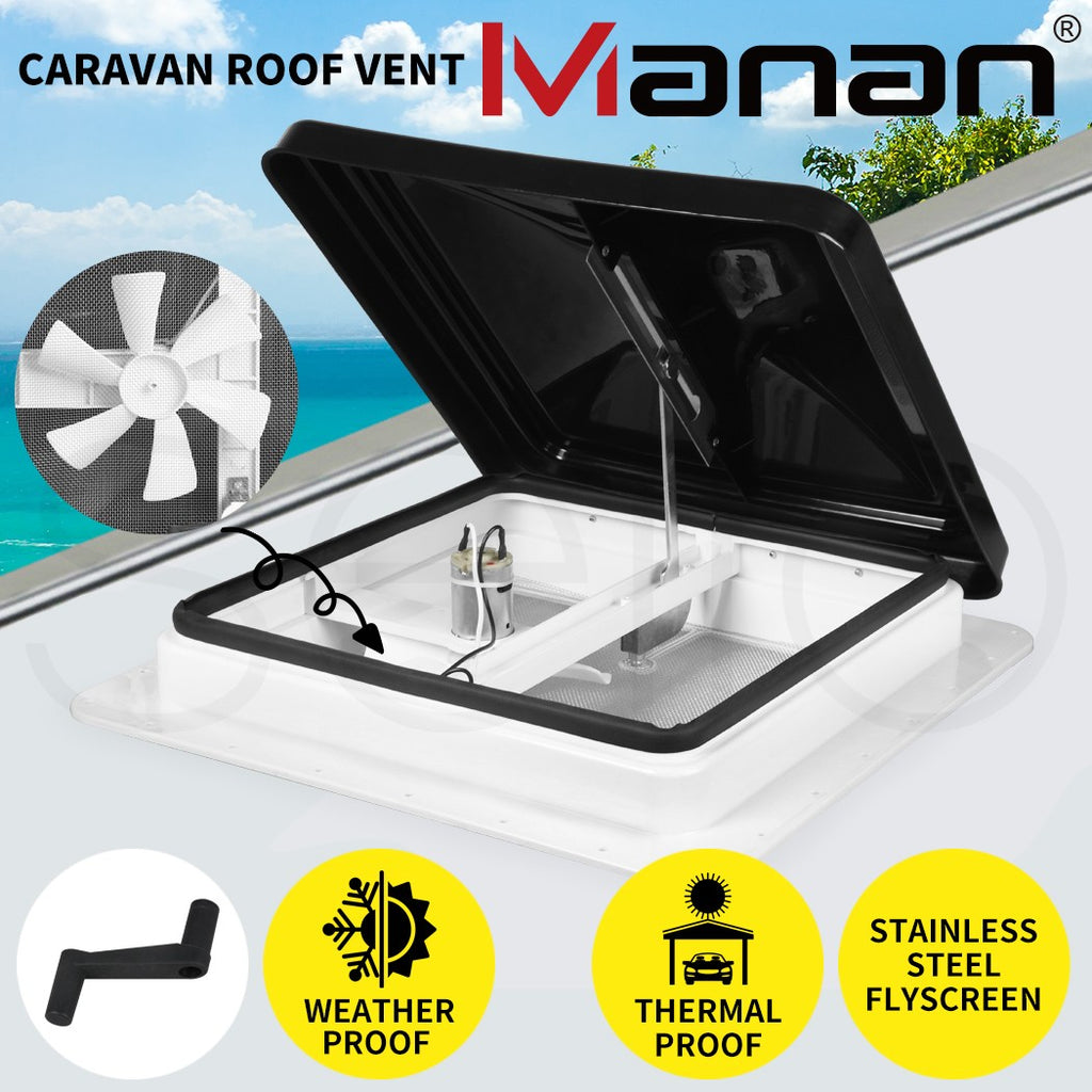 Manan Caravan Roof Vent – 12V Fan RV Hatch 355x355mm