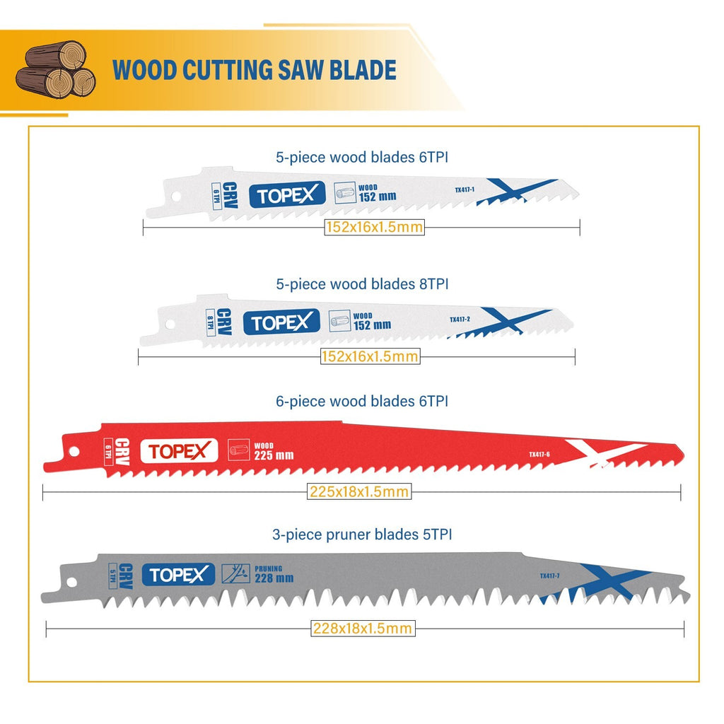 34pc Reciprocating Saw Blades – 5-8 TPI for Metal & Wood